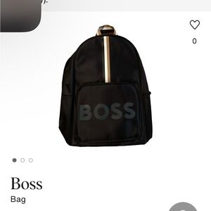 BOSS (Hugo Boss) Black Backpack with Cream Stripe